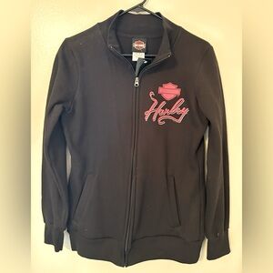 HARLEY DAVIDSON WOMAN’S FRONT ZIIP SWEATSHIRT JACKET. Size M. BLACK. NWT
